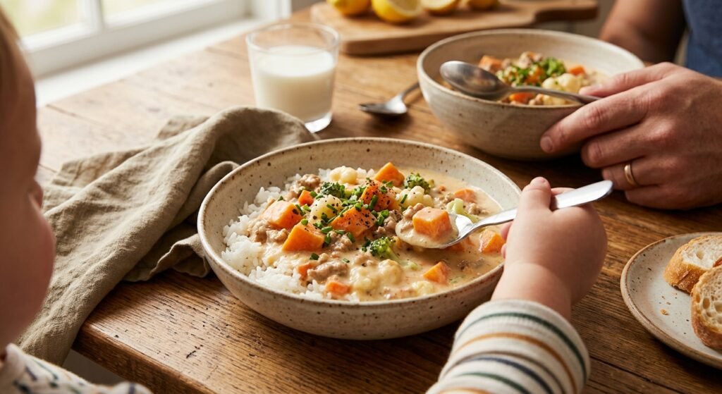 Yam pork creamy stew
